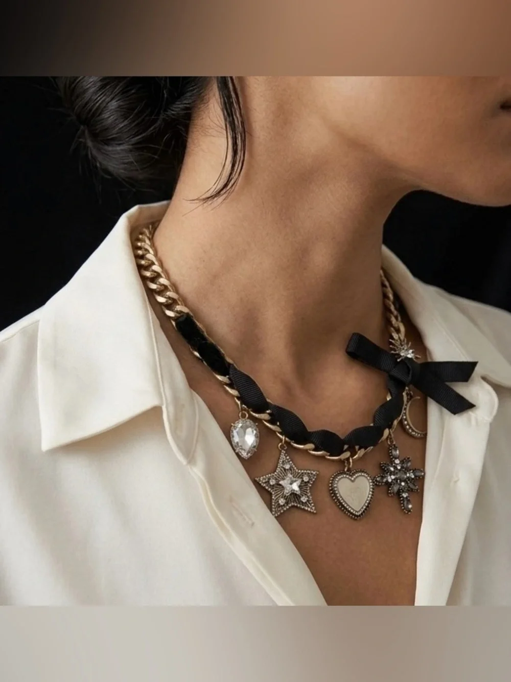 Simply Vera Vera Wang Celestial Charm Ribbon Statement Necklace Discontinued